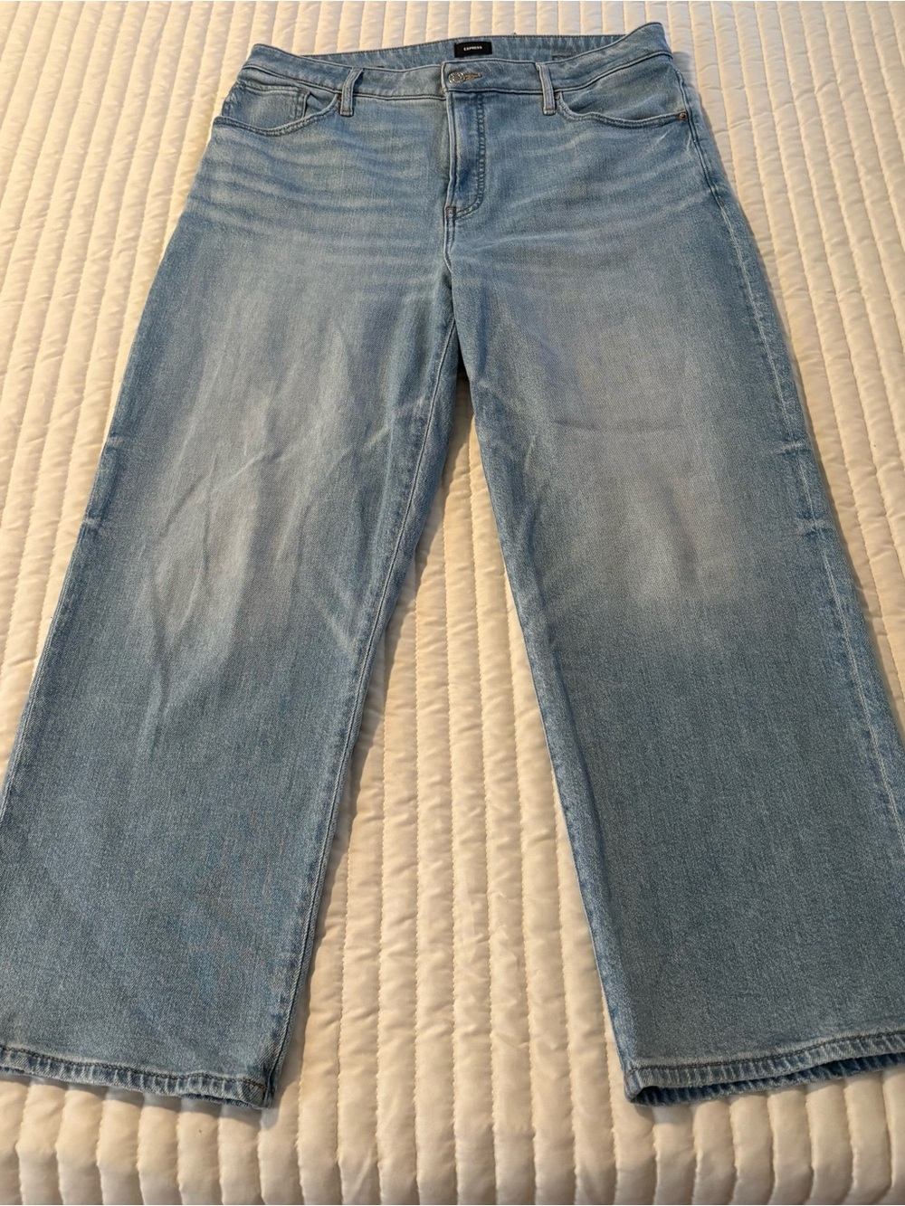 Express Light Blue Relaxed Straight Ankle Jeans
